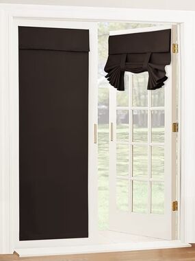 Brown Sliding Door Panel and Roman Valance Set (Two Panels)